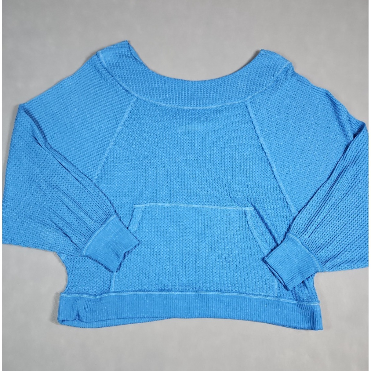 We The Free Womens Blue Thermal Knit Dolman Sleeve Top Size Medium
